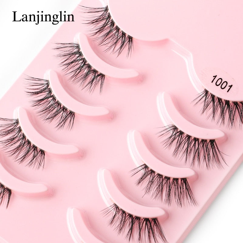 Half Eye 3/5 Pairs Faux Mink Reusable Natural Fluffy Eyelashes