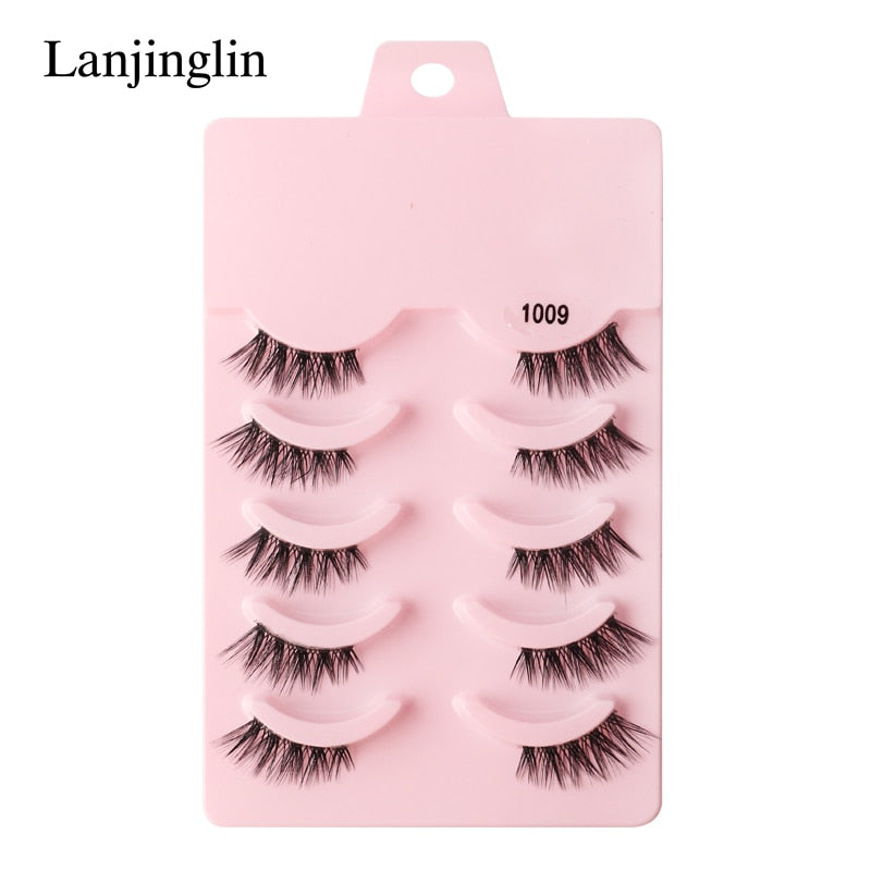 Half Eye 3/5 Pairs Faux Mink Reusable Natural Fluffy Eyelashes