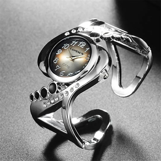 Women Bangle Quartz Crystal Luxury Wristwatch