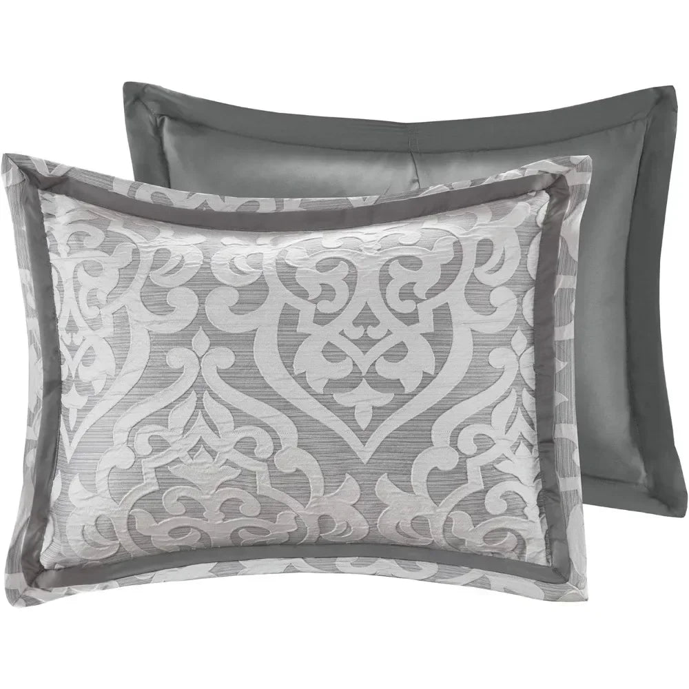 Jacquard Damask Medallion All Season,Down Alternative 8 Piece Bedding Set