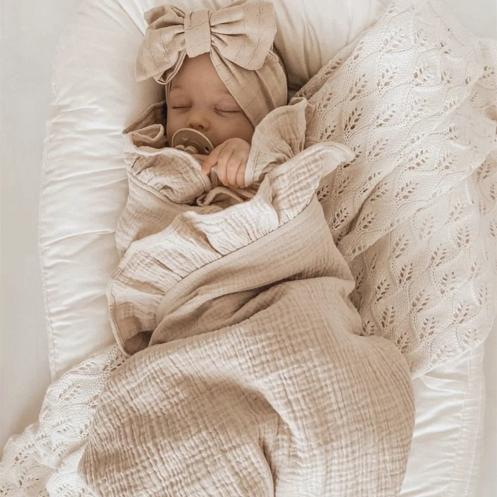 INS Ruffled Muslin Baby Swaddle Blankets