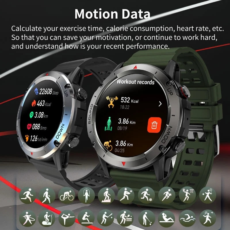 2023 NX9  Men's Rugged Smart Watches For Android Huawei Ios Waterproof Watches 1.39'' HD Fitness Tracker Bluetooth Call