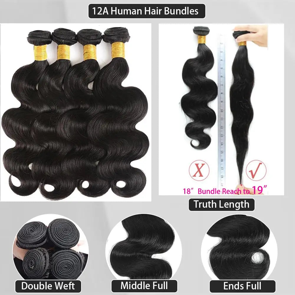 Body Wave Human Hair Bundles Remy Unprocessed Raw Virgin 16 18 20 Inch 100% Human Hair Natural Extensions 3 4 5 Bundles Deal