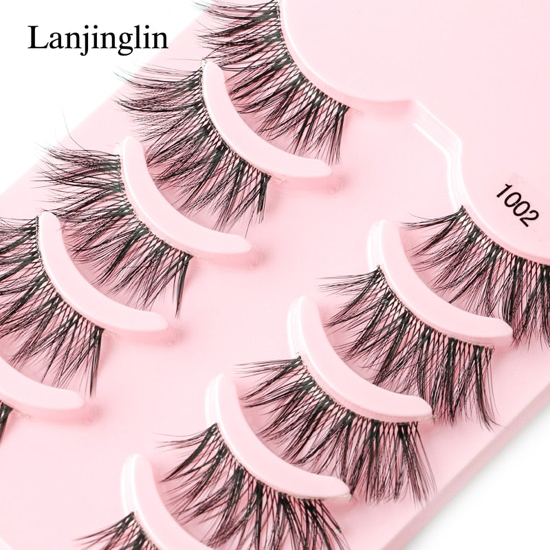 Half Eye 3/5 Pairs Faux Mink Reusable Natural Fluffy Eyelashes