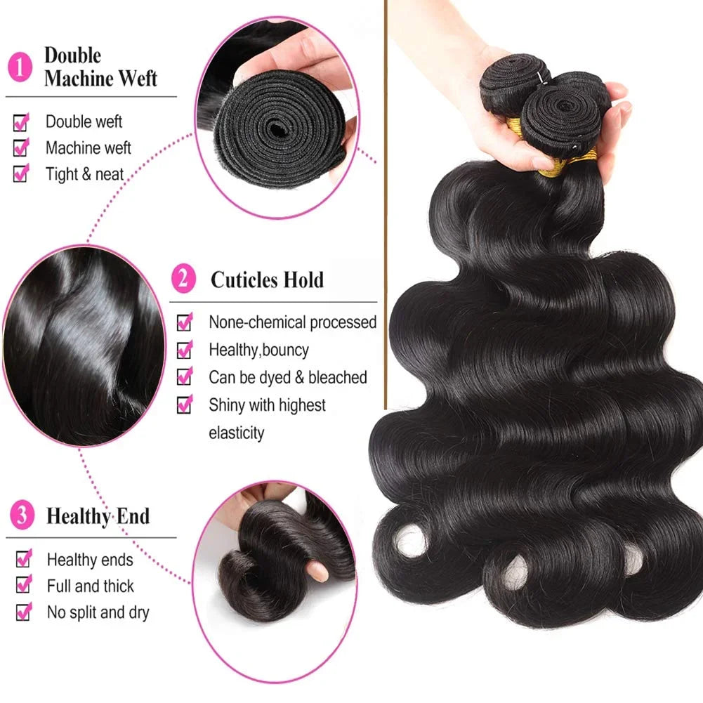 Body Wave Human Hair Bundles Remy Unprocessed Raw Virgin 16 18 20 Inch 100% Human Hair Natural Extensions 3 4 5 Bundles Deal