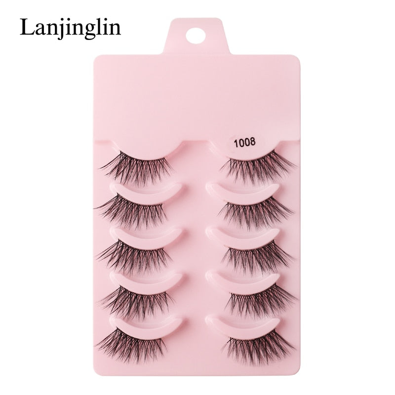 Half Eye 3/5 Pairs Faux Mink Reusable Natural Fluffy Eyelashes