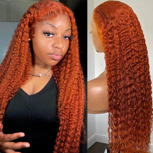 Ginger water wave 13x6 HD lace front wig human hair pre plucked 13x4 Curly Deep Wave Frontal Colored Brazilian Wigs For Women