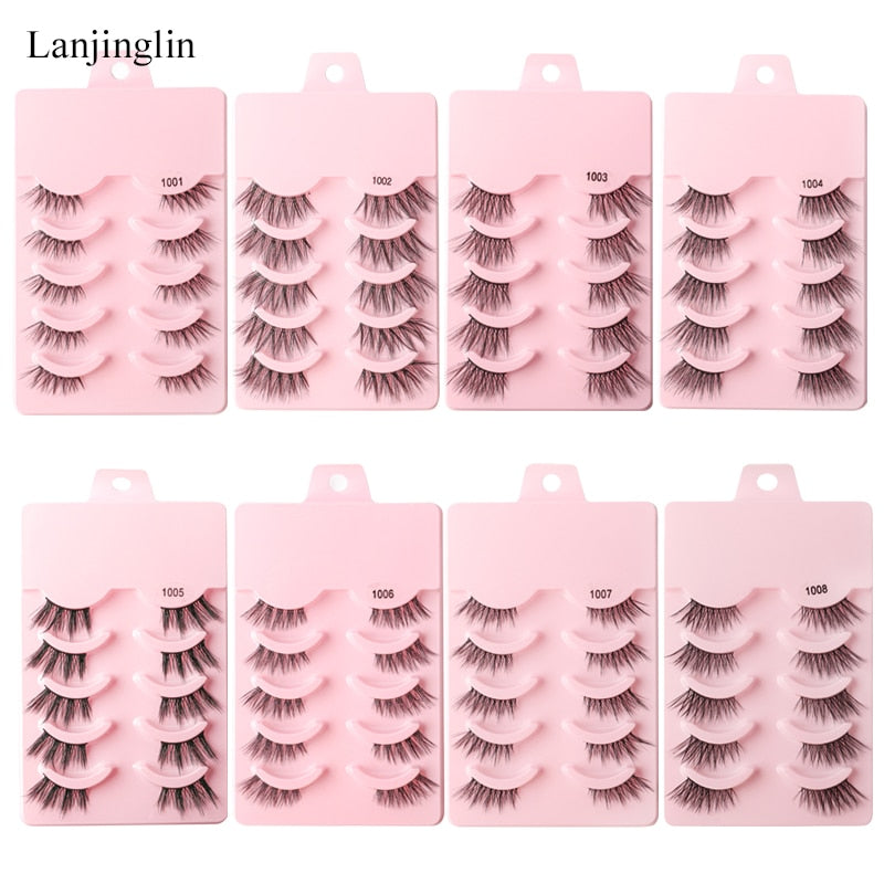 Half Eye 3/5 Pairs Faux Mink Reusable Natural Fluffy Eyelashes