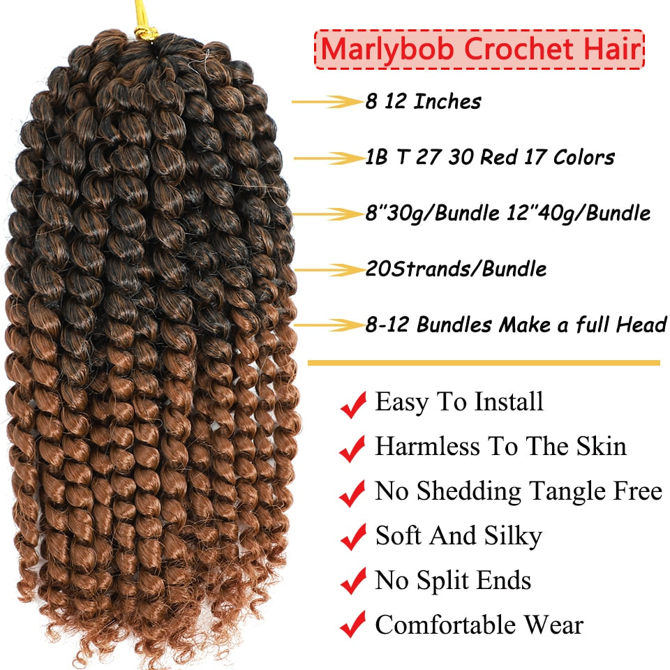 Jayfans Cheveux Synthetic Marlybob Jerry Curl Jamaican Bounce Soft Locs Crochet Hair For Women