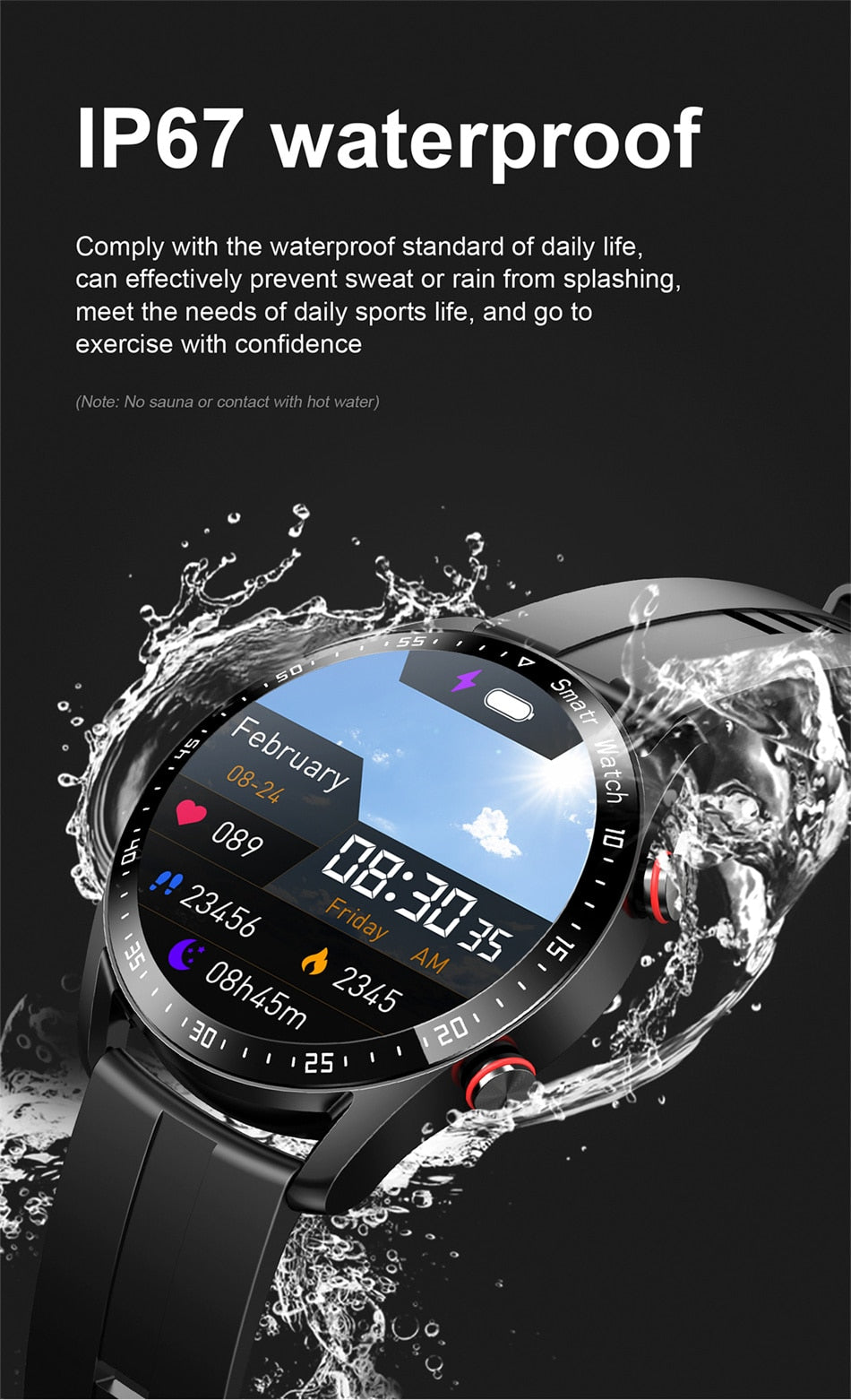 2022 New Bluetooth Men Waterproof Sport Fitness Tracker Weather Display Man Smartwatch For Xiaomi Huawei Phone