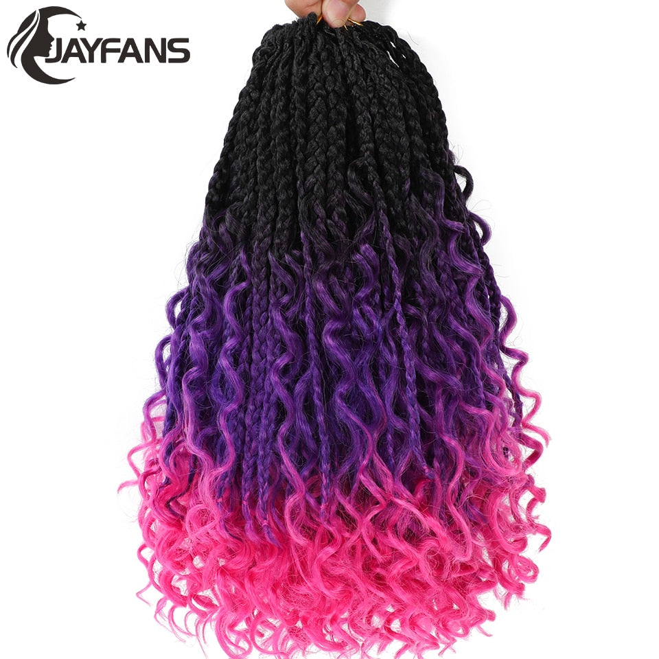 Jayfans 350 Color Bob Bohemian Box Crochet  Braids With Curly Ends 16Strands/Pack