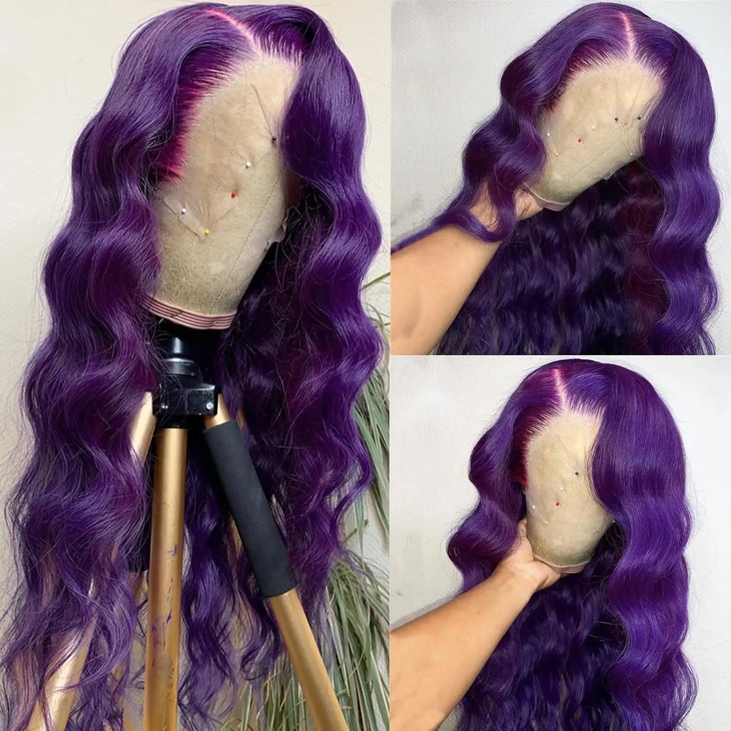 Purple Body Wave Lace Front Pre Plucked  Human Hair Wig