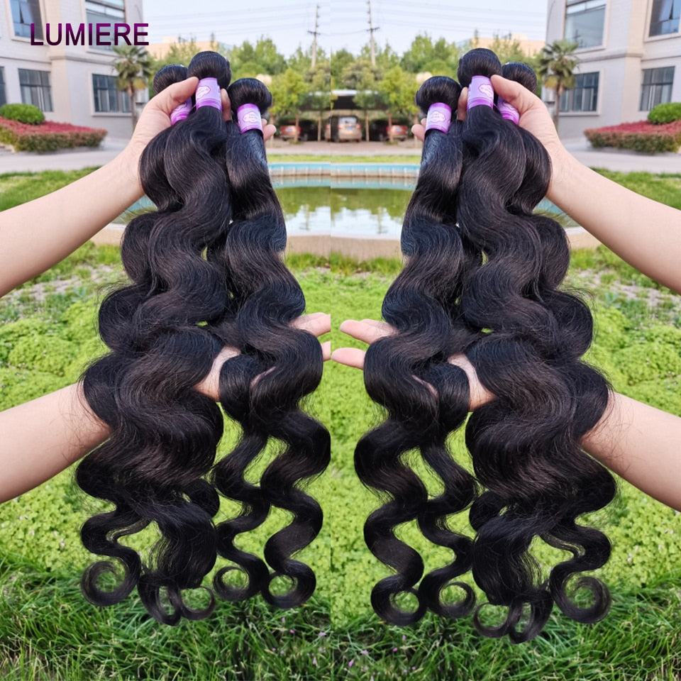 Lumiere 8-40 Inch Body Wave Brazilian Hair Weave Bundles 1/3/4 PCS Remy Raw Human Hair Extensions