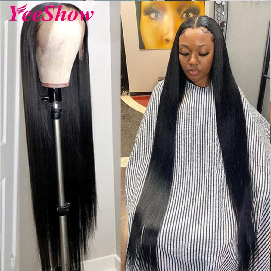 32 Inch Straight 13x4/ 13x6 Peruvian Human Hair Remy Transparent HD  Lace Frontal Wigs