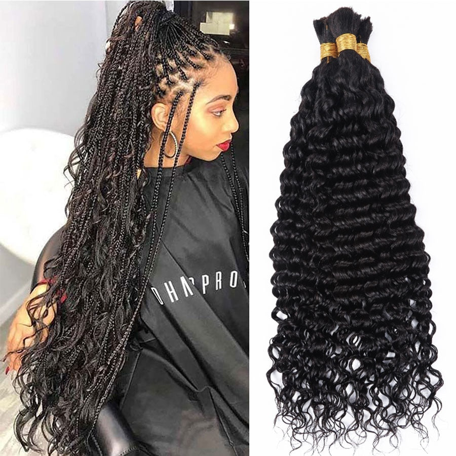 Micro Braiding Hair Bulk Deep Wave Malaysian Human Hair No Weft Crochet Braids Bundles Hair 100g 1Piece 10-30inch