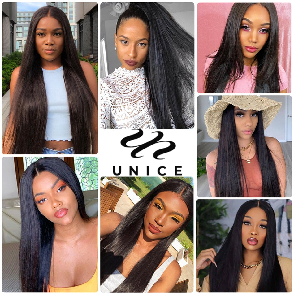 UNICE 30 Inch Brazilian Bone Straight 100% Human Virgin Hair Extension 1/3/4 PCS