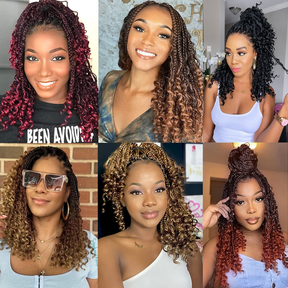 Jayfans 350 Color Bob Bohemian Box Crochet  Braids With Curly Ends 16Strands/Pack