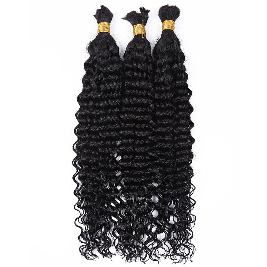 Micro Braiding Hair Bulk Deep Wave Malaysian Human Hair No Weft Crochet Braids Bundles Hair 100g 1Piece 10-30inch