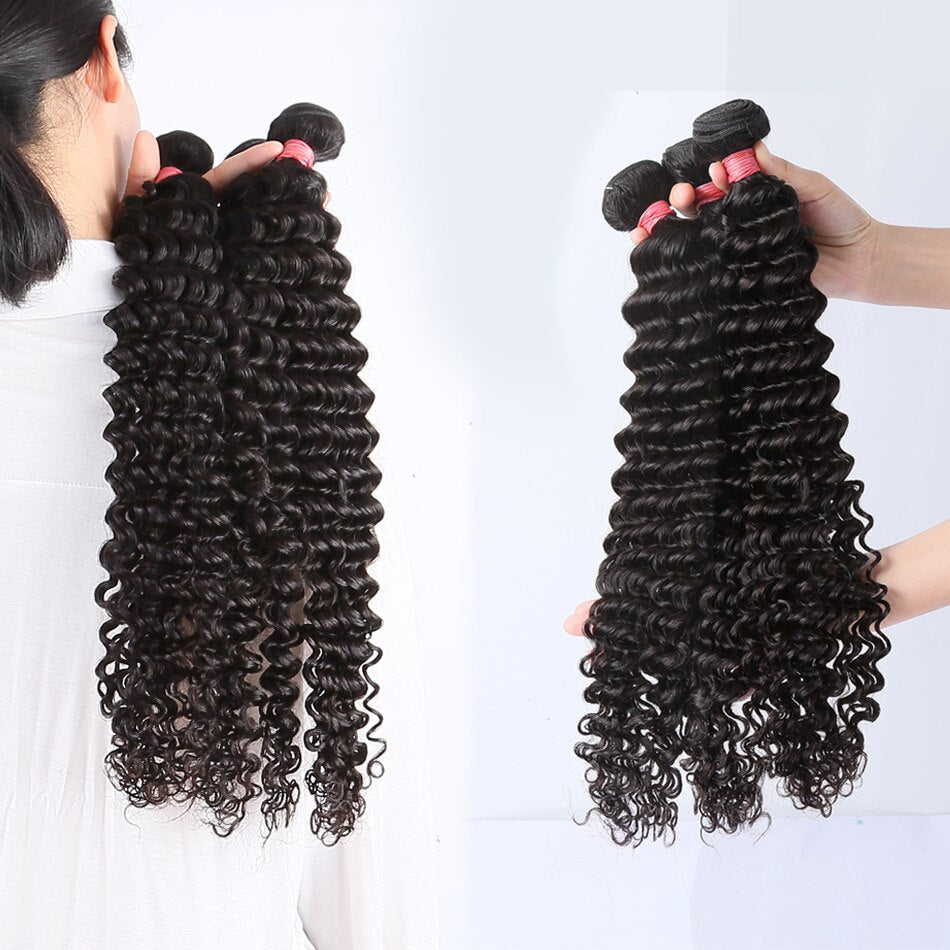 Rosabeauty Deep Wave 28 30 40 Inch 3 4 Bundles Brazilian Remy Hair 100% Natural  Water Wave Curly Human Hair Extensions