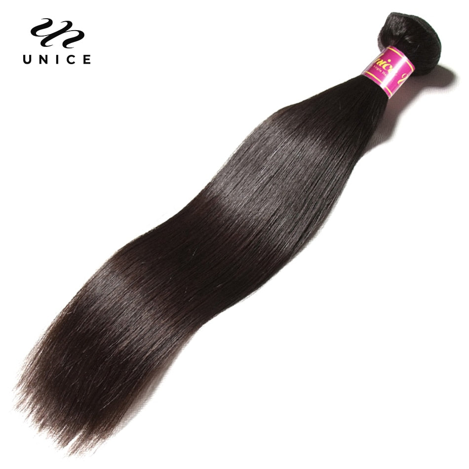 UNICE 30 Inch Brazilian Bone Straight 100% Human Virgin Hair Extension 1/3/4 PCS