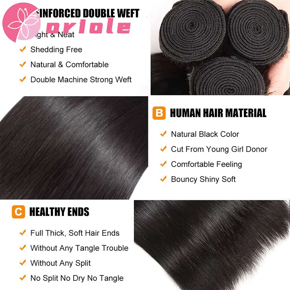 10A Brazilian Straight Human Hair Bundles 1/3/4 Pieces 8-32Inch Remy Human Hair Extensions