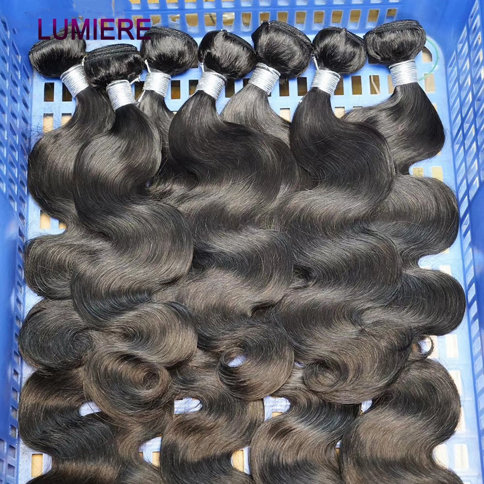 Lumiere 8-40 Inch Body Wave Brazilian Hair Weave Bundles 1/3/4 PCS Remy Raw Human Hair Extensions