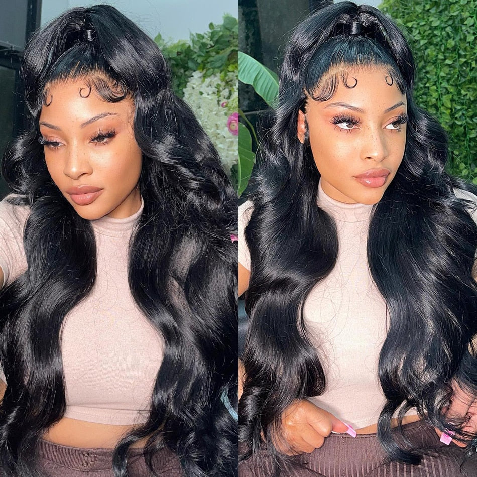 Brazilian 30Inch 13X4 13X6 Transparent Body Wave Human Hair  Pre Plucked 360 Lace Frontal Wigs