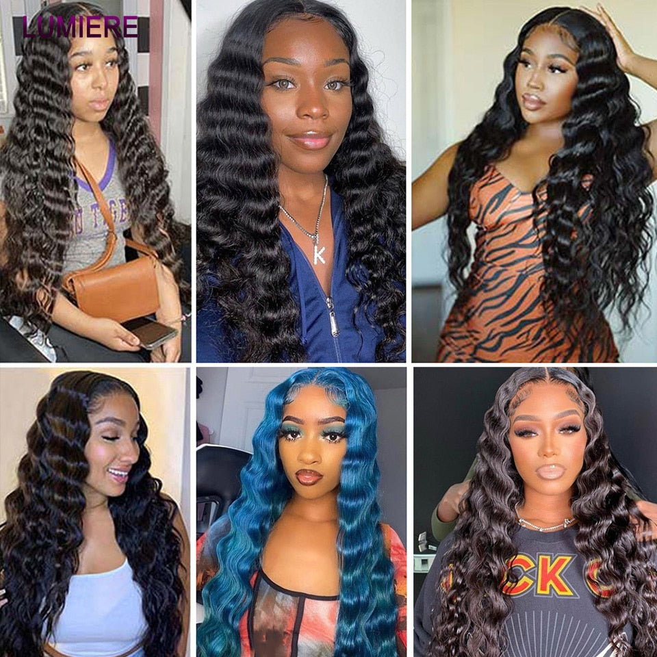 38 40 Inch Loose Deep Wave Human Hair Bundles With 4X4 5x5 6x6 HD Lace Closure Brazilian Hair Weave Bundles With Closure Frontal