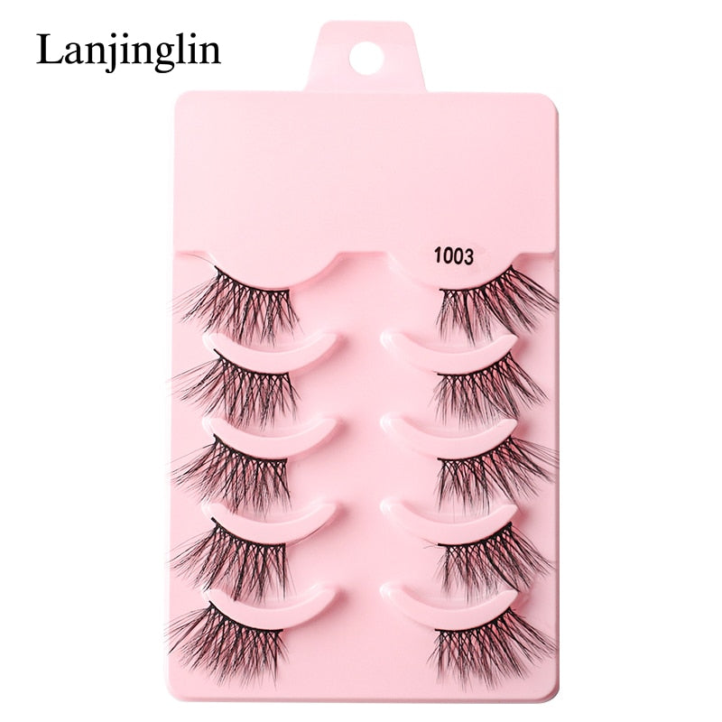 Half Eye 3/5 Pairs Faux Mink Reusable Natural Fluffy Eyelashes