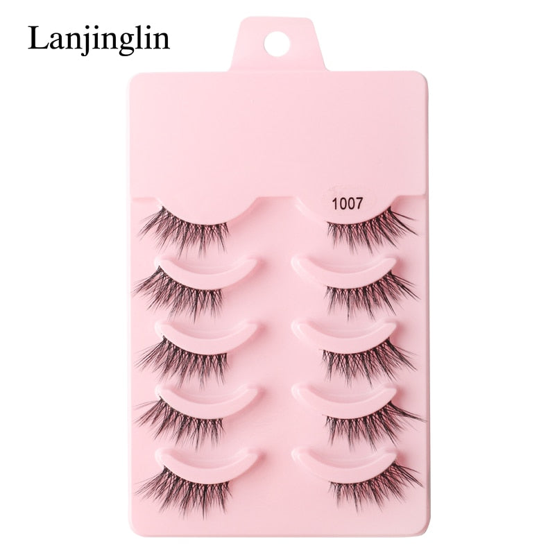 Half Eye 3/5 Pairs Faux Mink Reusable Natural Fluffy Eyelashes