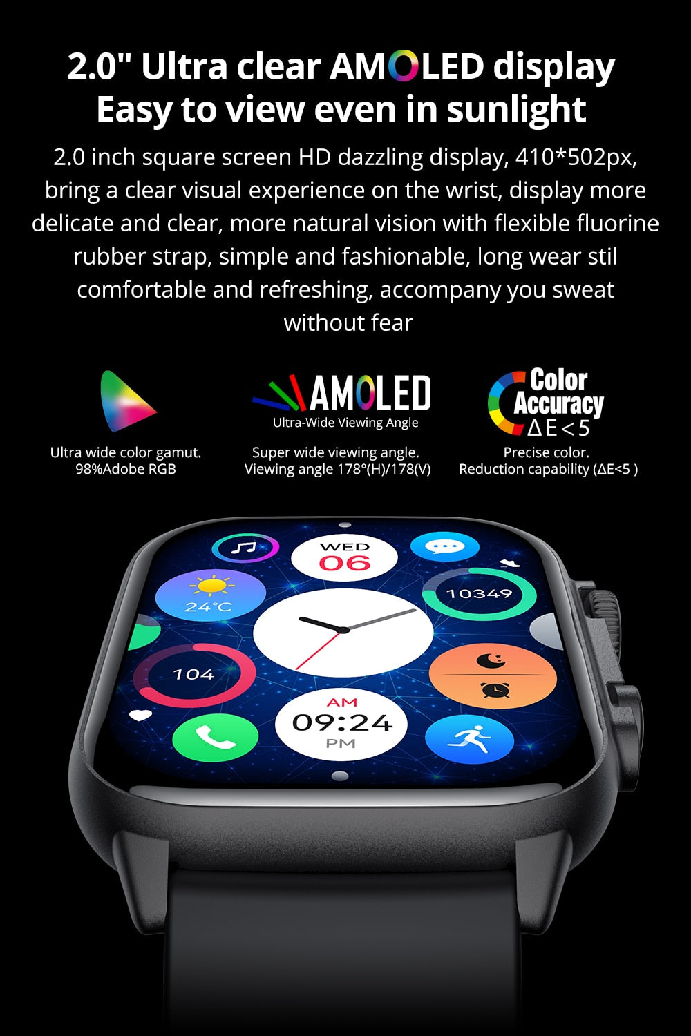 COLMI C81 2.0'' AMOLED Support AOD, 100 Sports Modes, IP68 Waterproof Smart Watch Men Women PK Ultra Series 8