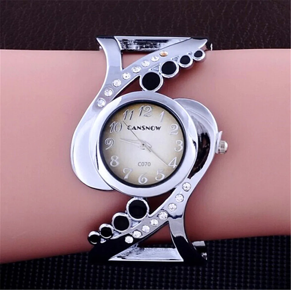 Women Bangle Quartz Crystal Luxury Wristwatch