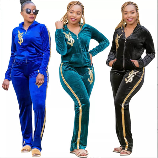 XL-5XL Velvet Two Piece Sets