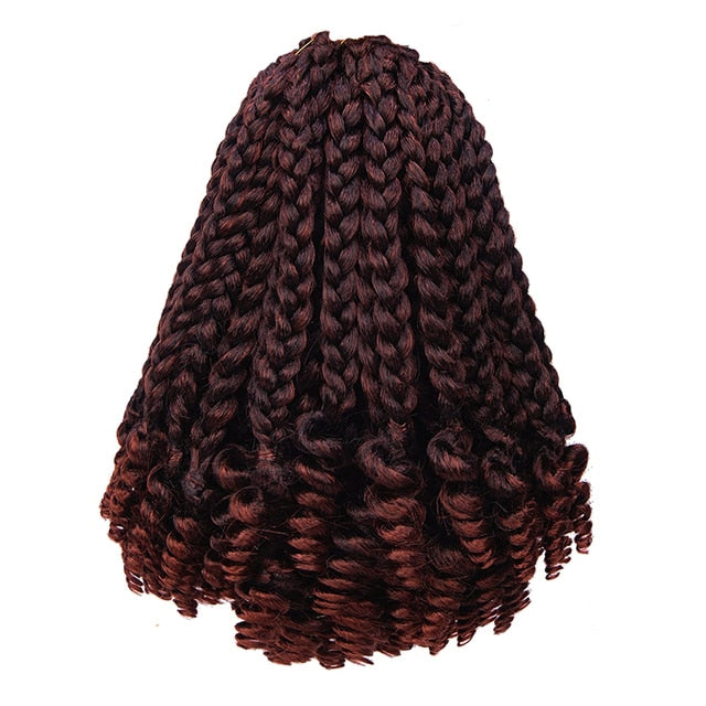 Sambraid Synthetic Short Bob 10Inch Omber Blonde Pre Stretched Box Braids with Curly Ends