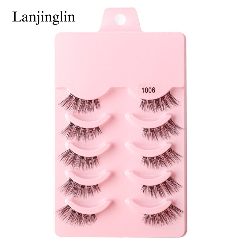 Half Eye 3/5 Pairs Faux Mink Reusable Natural Fluffy Eyelashes