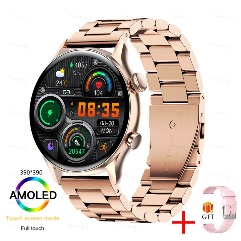 KAVSUMI AMOLED HD Screen Always On Display Men and Women's  Bluetooth Call IP68 Waterproof Sport Fitness Smartwatch