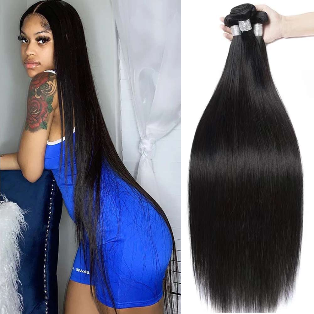 10A Brazilian Straight Human Hair Bundles 1/3/4 Pieces 8-32Inch Remy Human Hair Extensions