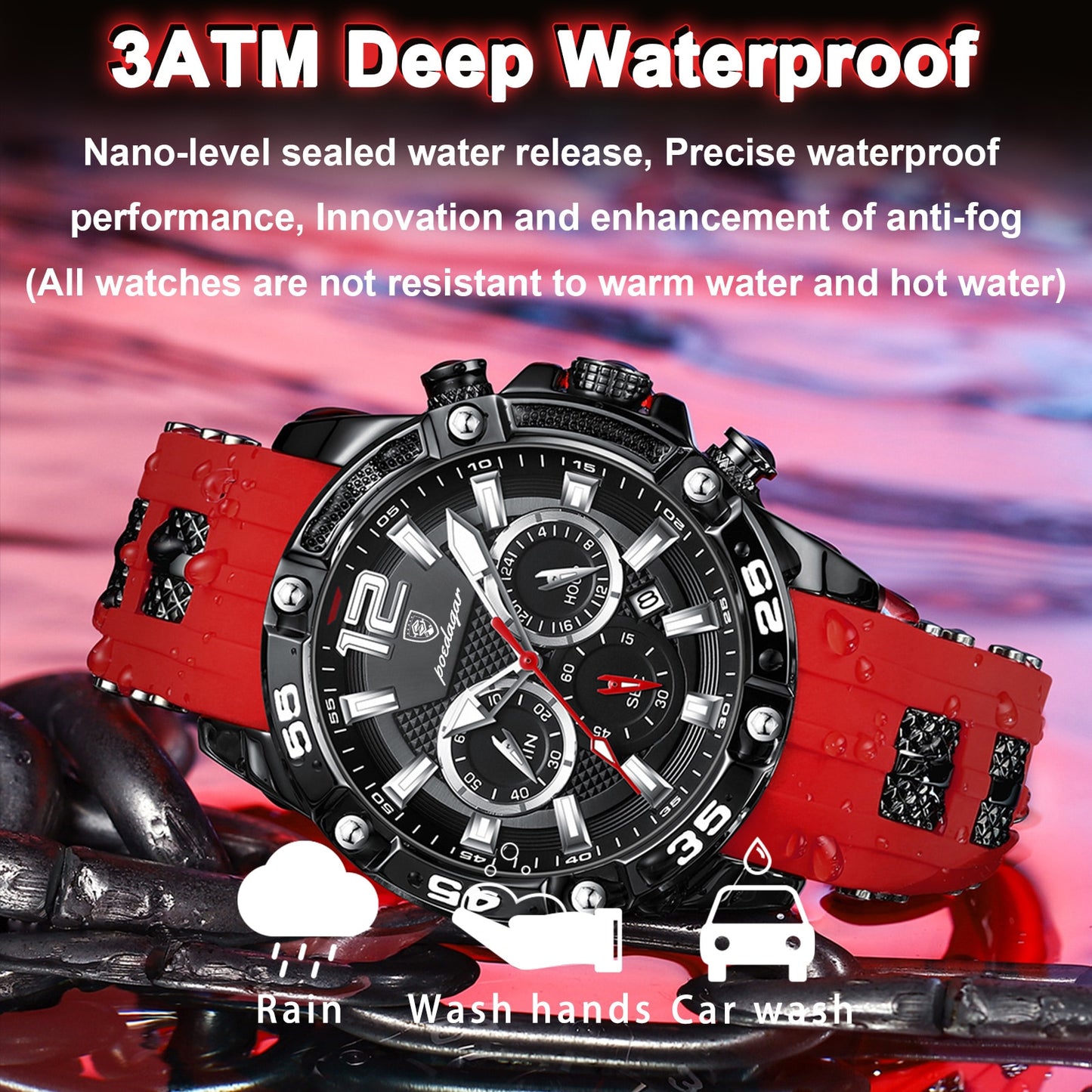 POEDAGAR High Quality Casual Men Luxury Waterproof Luminous Chronograph Date Military Quartz Watches