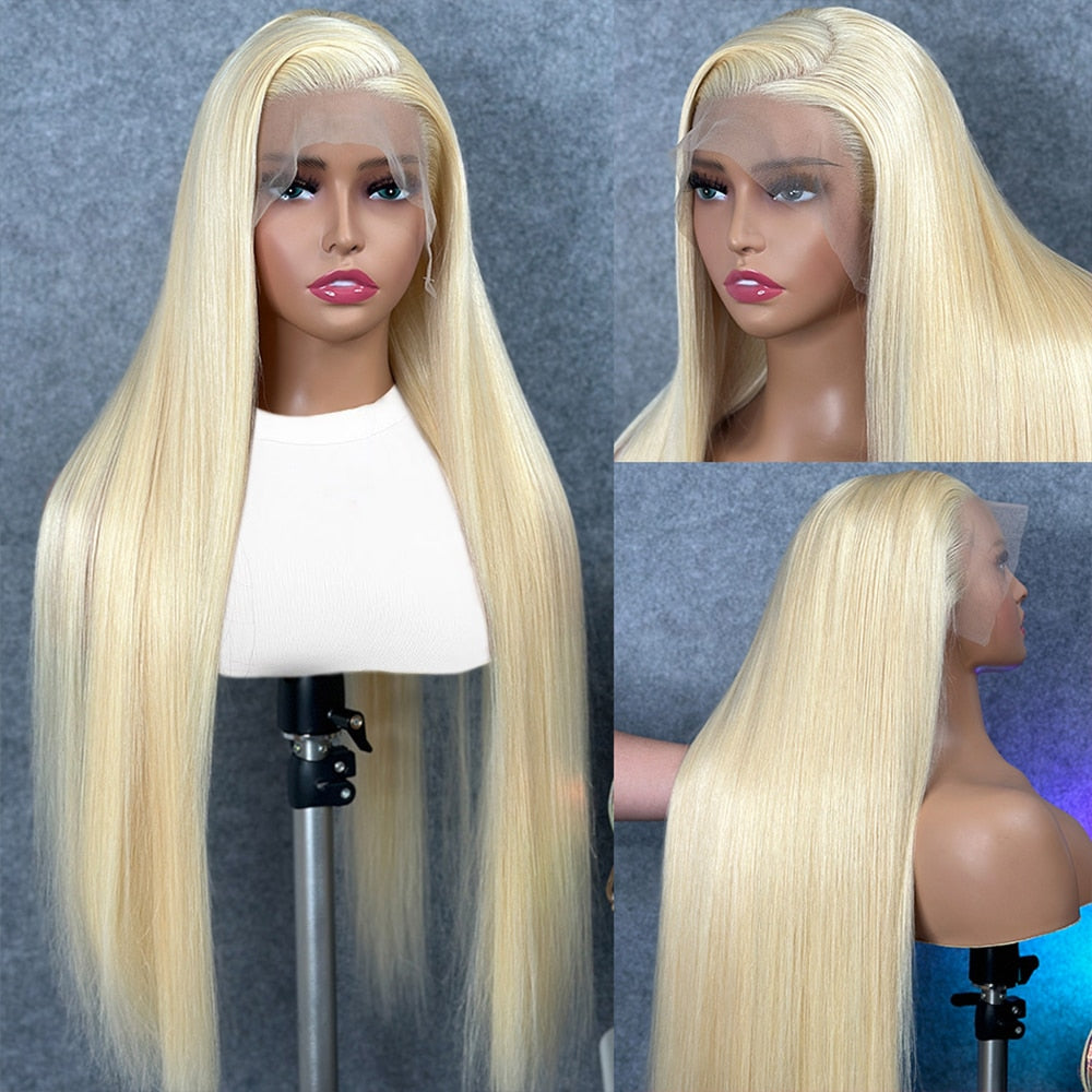 HD Transparent 613 Blonde Straight 13x4/ 13x6 Human Hair Glueless Brazilian Lace Frontal  PrePlucked Wig