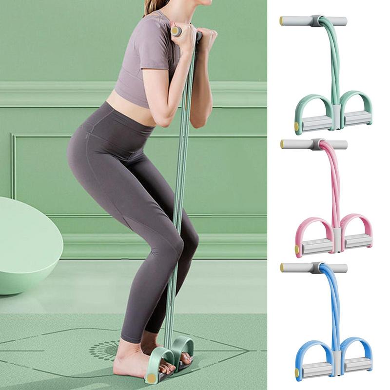 Yoga Portable Resistance Band 6-Tube Pedal Ankle Puller Multi-color Abdominal Exerciser Elastic Pedal Booster Body