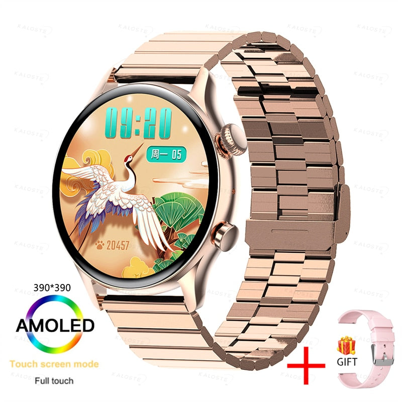 KAVSUMI AMOLED HD Screen Always On Display Men and Women's  Bluetooth Call IP68 Waterproof Sport Fitness Smartwatch