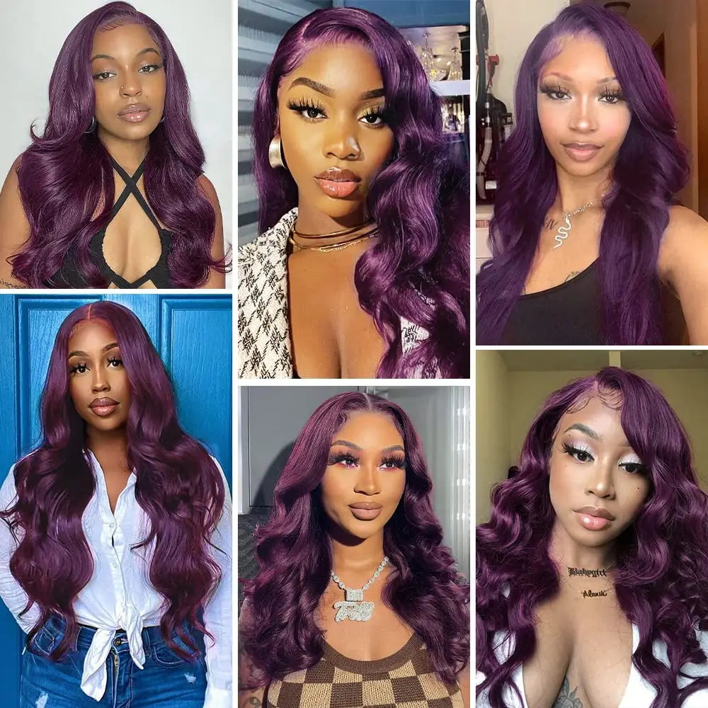 Purple Body Wave Lace Front Pre Plucked  Human Hair Wig