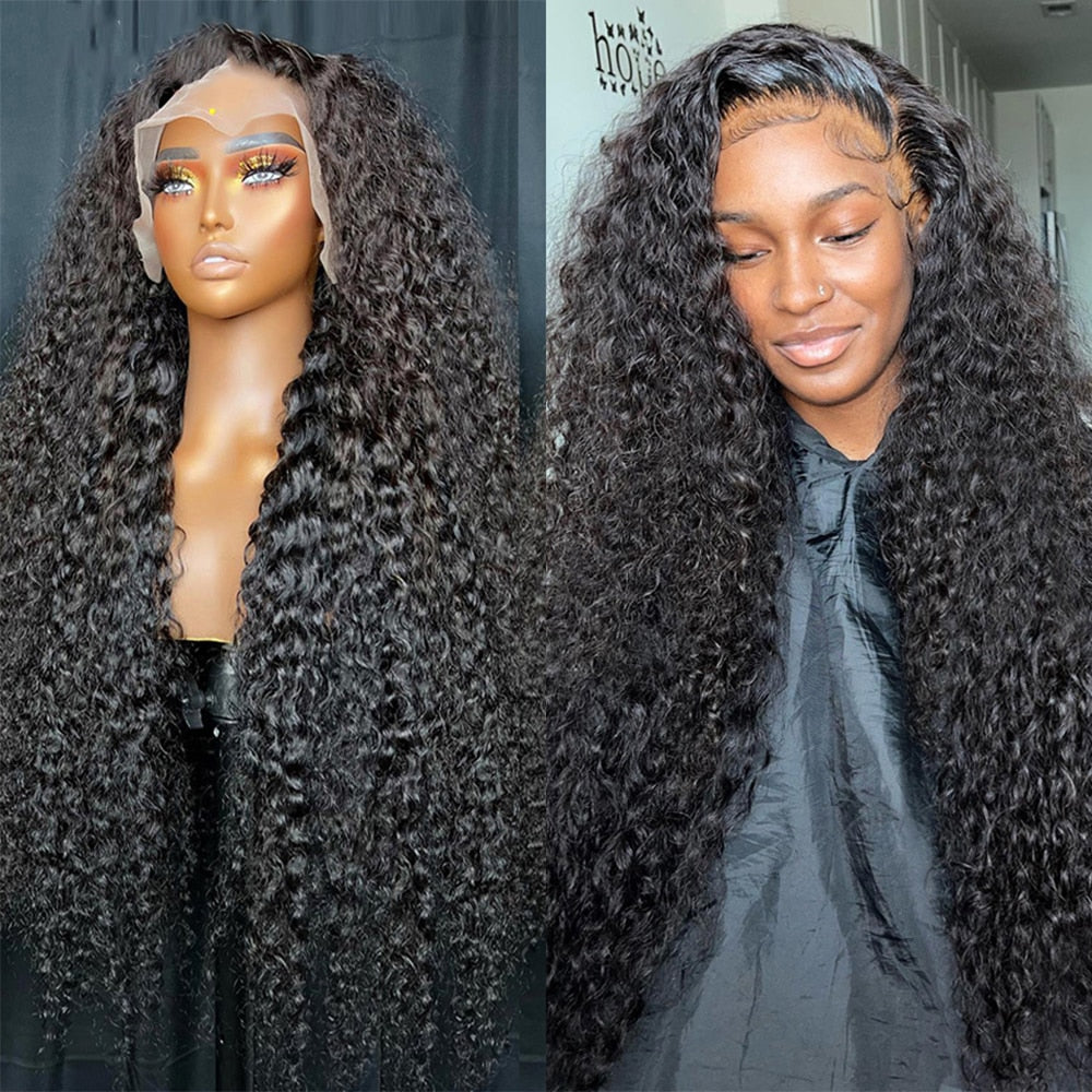 HD Transparent Lace Front  Deep Wave 13x4/ 13x6  Wet And Wavy Curly Human Hair 4x4 Water Closure Wig