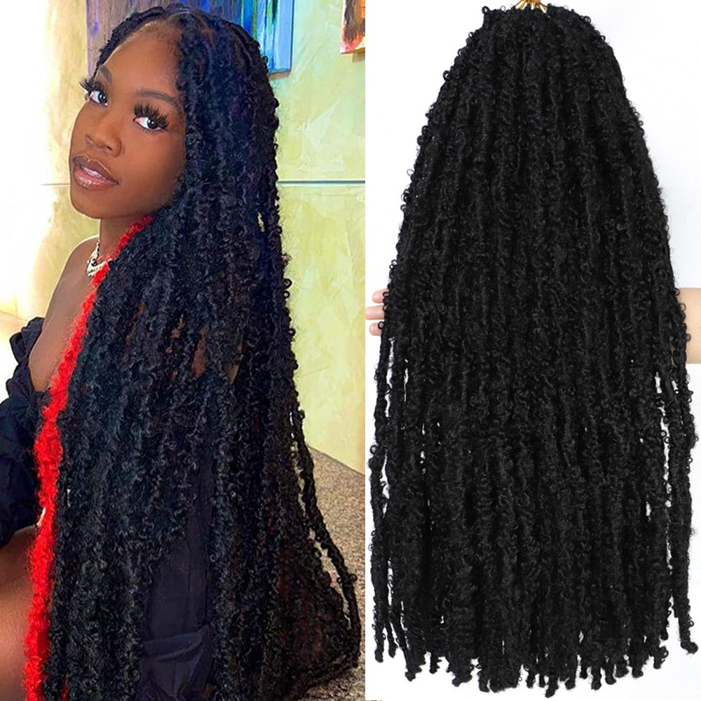 Super Long Soft Prelooped Distressed Butterfly Faux Locs Crochet Hair