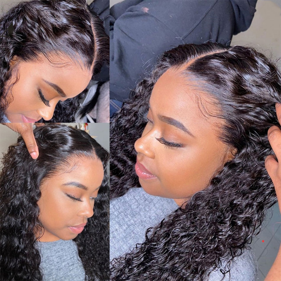 12A Indian Remy Water Wave 3 Bundles Human Hair With 13X4 Wet and Wavy Curly Frontal Closure