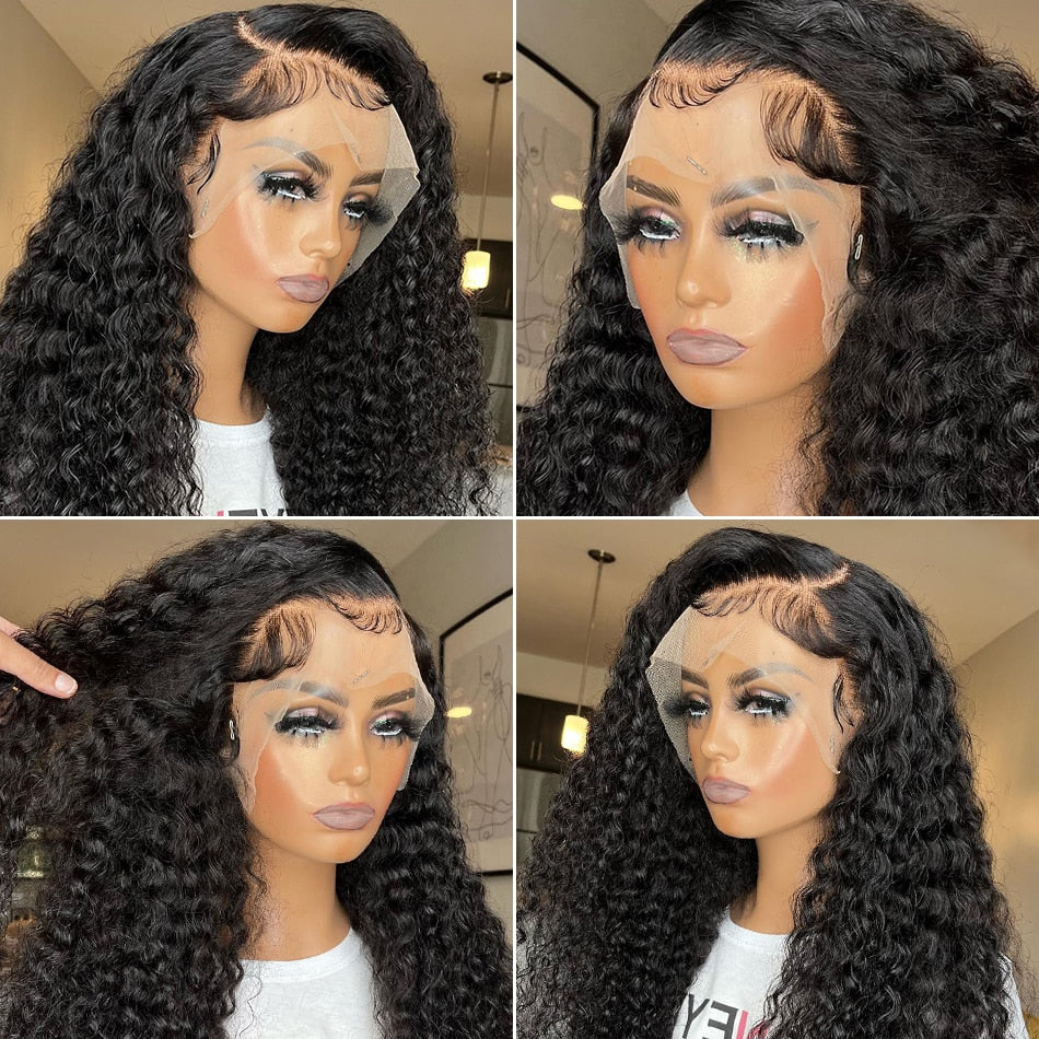 Transparent 13x4 13x6 HD Water Wave Lace Front Curly Pre Plucked Human Hair Wigs