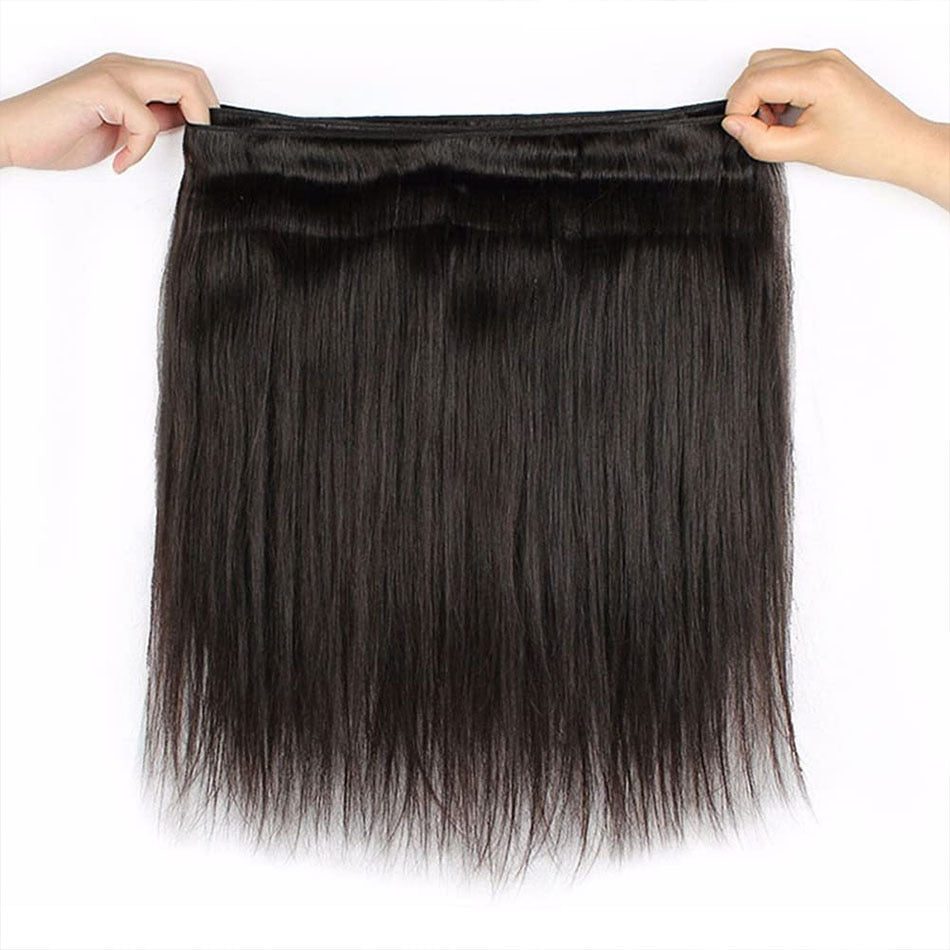 Bone Straight Brazilian Natural hair Bundles With 30 Inch Lace Frontal  Closure