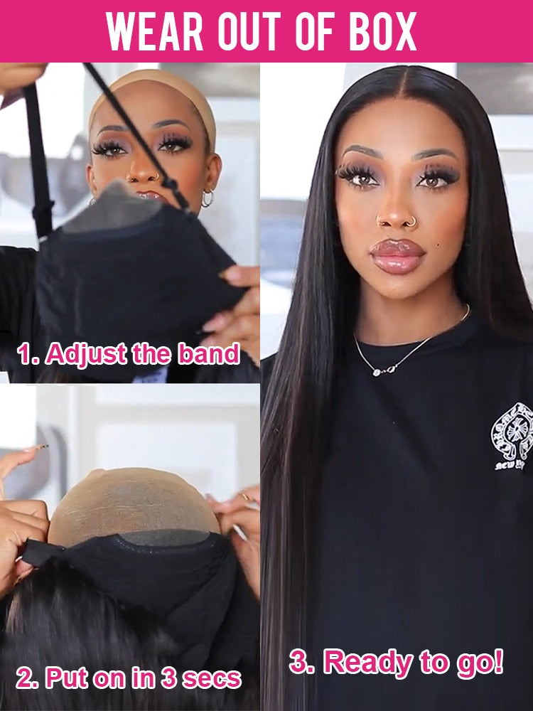 Glueless Preplucked Ready To Wear And Go Brazilian Bone Straight 13x4 HD Lace Frontal Human Hair Wig