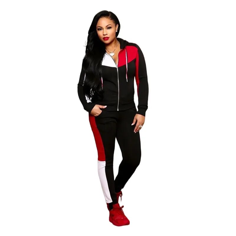 Plus Size Two Piece Long Sleeve Hoodies Pant Suits