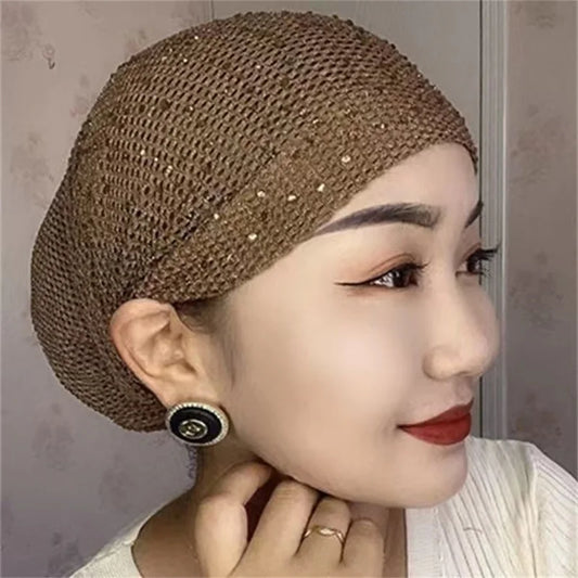 Breathable Mesh Diamond Elastics Turban Hat